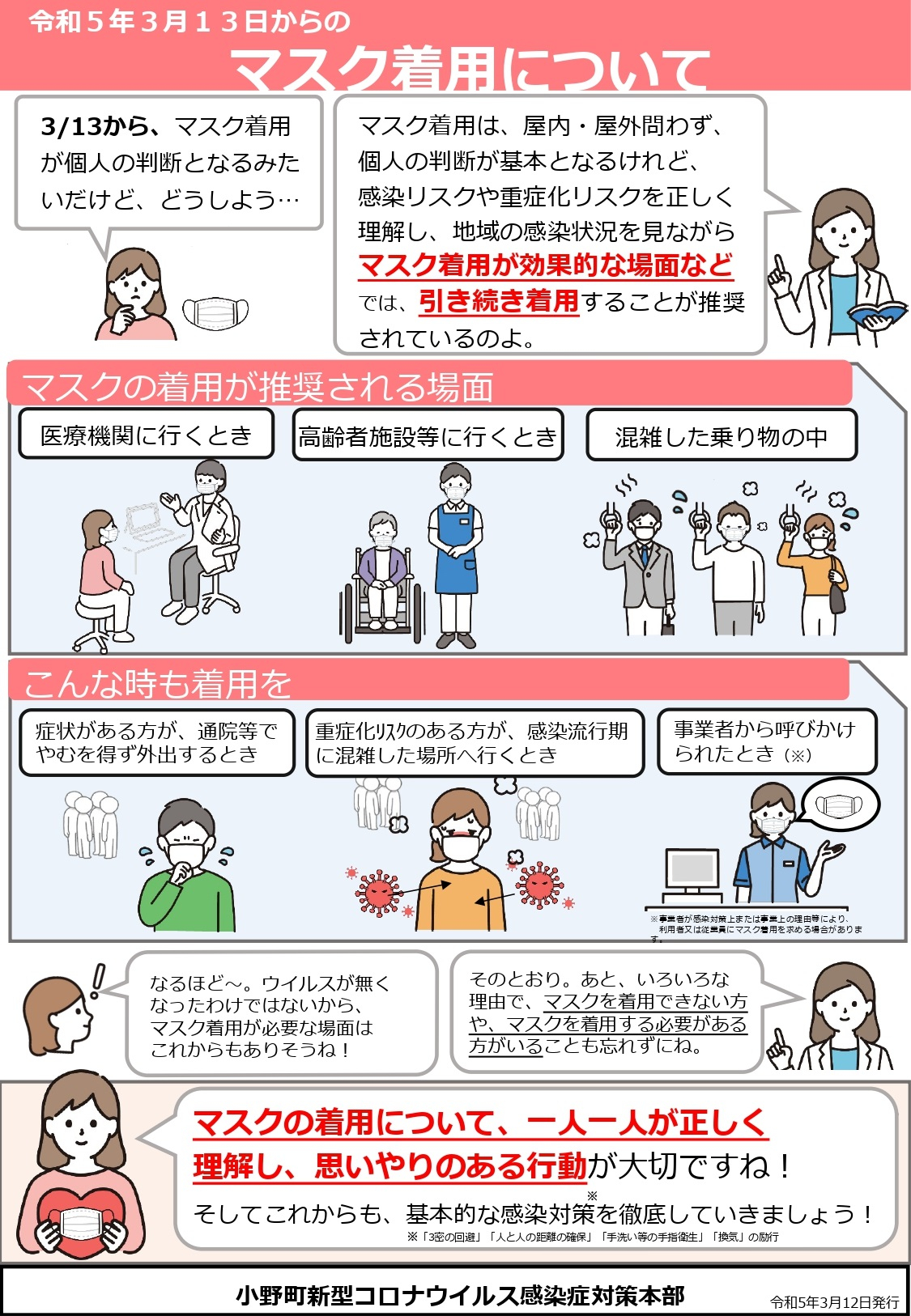 令和5年3月13日からのマスク着用について - 小野町ホームページ